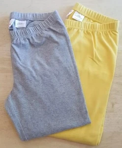 Lot of 2 Hanna Andersson Cotton Capri Crop Legging Grey / Yellow 150 cm 12 years - Picture 1 of 17