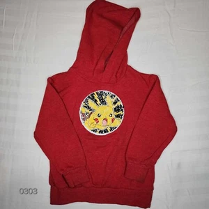 Pokemon Hoodie Pikachu Flip Sequin Pullover Sweatshirt Youth Girls Boys X-Small - Picture 1 of 9