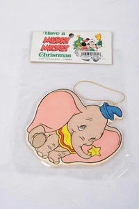 1991 Disney Dumbo Have a Merry Mickey Christmas Holiday Ornament Wooden - Picture 1 of 5