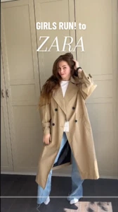 NUEVO ZARA MUJER TÉCNICA ABRIGO DE TRINCHERA MARRÓN BRONCEADO CAMELLO TALLA S *FALTA CINTURÓN* - Imagen 1 de 16