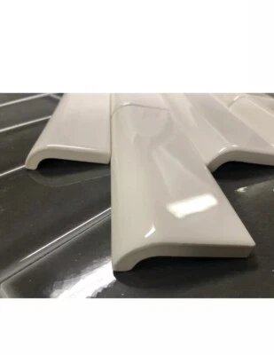 Mudcap Gloss White Radius Bullnose Lot Of 10 Tiles     #3372 American Olean - Image 1 of 2