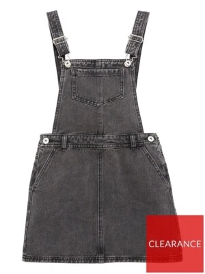 V by Very Girls Denim Pinafore Dress - Grey 12 Years - Image 1 of 4