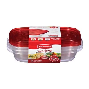 (2 Pack) Rubbermaid TakeAlongs Divided Containers, 3.7 Cup, 3-Count - Picture 1 of 6