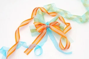 1.5" & 3/8" x 25YD+ 3/8" 20YD The Cute Checkered Fairy Ribbon (Fall Season) - Picture 1 of 4