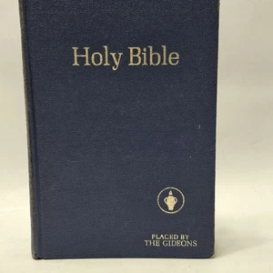 1976 Gideons Holy Bible King James Version KJV Blue Hardcover Multilingual Ed - Picture 1 of 14