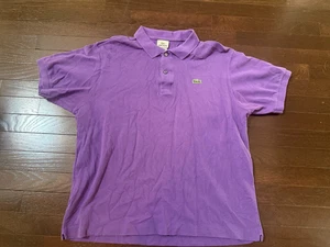 Lacoste Polo Shirt Men Size 6 Purple Cotton Croc Logo - Picture 1 of 2