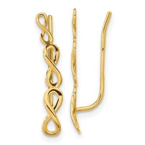 14k Yellow Gold Polished Infinity Ear Climber Earrings 0.86gm L-22 mm for Mom - Picture 1 of 4