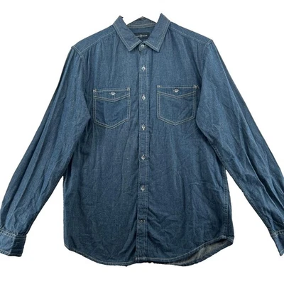 Marc Ecko Slim Fit Men's Size S Blue Denim Long Sleeve Jean Shirt - Image 1 of 4