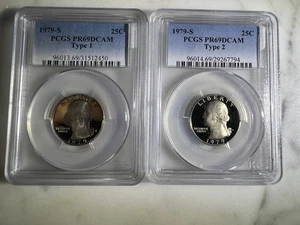 (2)1979 S 25C Walshington Quarter Proofs, Type 1 & Type 2, PCGS PR 69 Deep Cameo - Picture 1 of 6