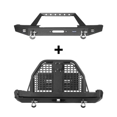 Parachoques delantero + trasero de acero de alta resistencia con portador de neumáticos para Jeep Cherokee XJ 1984-2001 Foto 1 de 4