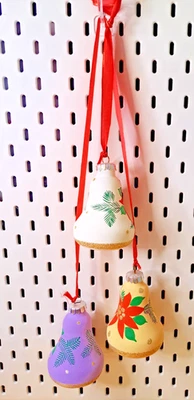 DDR Weihnachtskugeln Thüringer Christbaumschmuck Lauscha 3 Glocken mit OVP - Bild 1 von 4