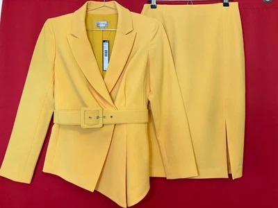 $179 Новый размер маленький 💛 желтый шикарный Тахари ASL женщин юбка блейзер костюм бедра 38» - Изображение 1 из 4