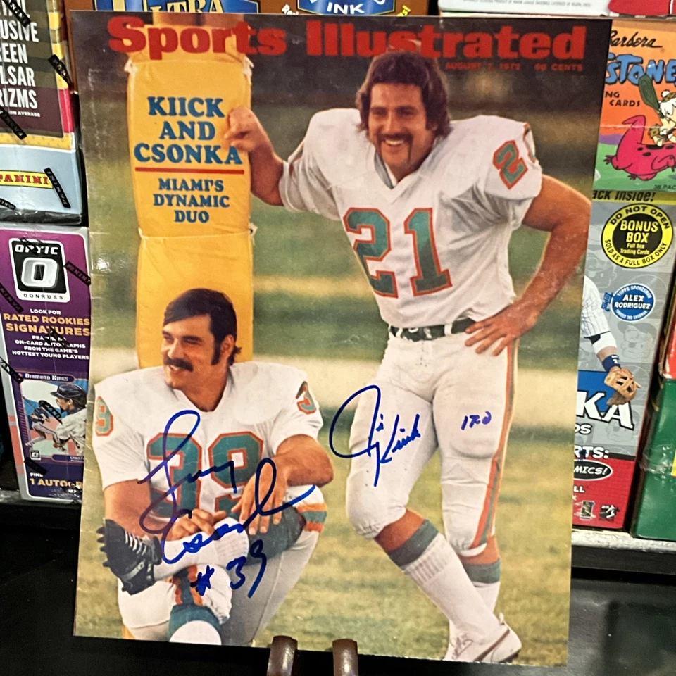 LARRY CSONKA 和 JIM KIICK 亲笔签名复古 8 X 10 / 1972 年 DOLPHINS ⭐️  — 第 1/2 张图片