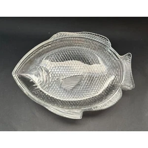 Anchor Hocking Clear Glass Fish Serving Plates Lot of 4 Oven Proof USA - Picture 1 of 10