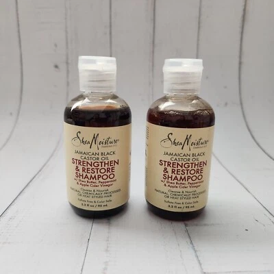 (Pack de 2) Champú para fortalecer y restaurar aceite de ricino negro jamaicano hidratante de karité Foto 1 de 2