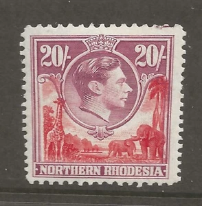 RODESIA DEL NORTE (3054) KGV1 X 1938 SG45 DEFINITIVO 20/- VALOR CLAVE M/M - Imagen 1 de 1