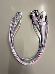 2 Pack 10ft Rapid Charge Tie Dye Canvas Charging Cable for iPhone / iPad / iPod - Picture 1 of 3