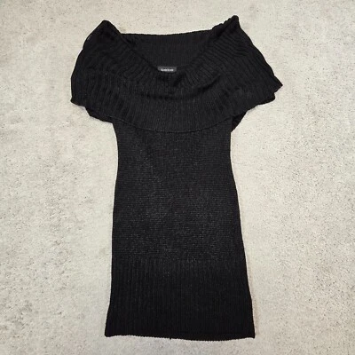 Bebe Suéter Mini-Vestido Capucha Cuello Gorra Mangas BodyCon Negro Pequeño NUEVO Foto 1 de 4