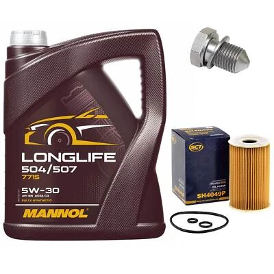 Motoröl Set 5W30 5 Liter + Ölfilter + Ölablassschraube für Audi Seat Skoda VW - Bild 1 von 4