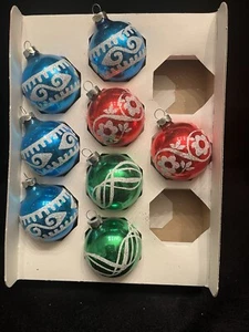 Vintage Stechpalme schabloniert Glitzer Ornamente - Bild 1 von 5