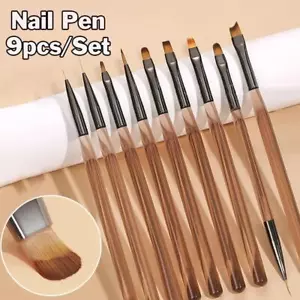 9pcs Uv Gel Nail Brush Liner Diy Painting Pen Manicure Acrylic Drawing Brush for - Picture 1 of 26