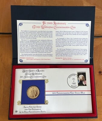 George Washington Silver Commemorative Half Dollar Coin Stamp 250th Anniversary - Image 1 of 4
