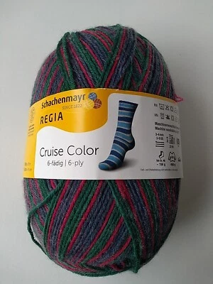 Hilo de calcetín Regia 6 capas NUEVO 150 gramos color crucero 06207 verde rojo azul Foto 1 de 4