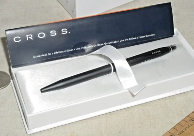 全新 CROSS ROLLING BALL INK 笔 STYLO 滚轮缎黑色 AT0625-2 ADOBE 标志 美国 — 第 1/4 张图片