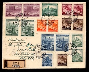 BOHEMIA & MORAVIA 1940 REGISTERED COVER, 17 VALUES TO 5K, PRAG CDS - Picture 1 of 2