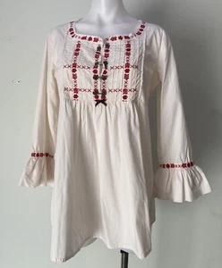 Odd Molly off white embroidered cotton top, metal buttons, size 2 or 10 - Picture 1 of 9