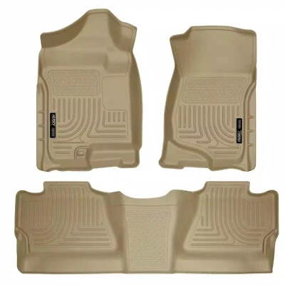 Forros de piso Husky Weatherbeater primera/2da fila bronceado para Silverado Sierra 1500 tripulación Foto 1 de 4