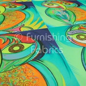 New Velour Velvet Texture Upholstery Fabrics Multi Colourful Owl Animal Pattern - Picture 1 of 5
