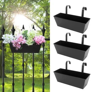 Railing Planters Outdoor Balcony 16 Inch Deck Over The Railing Planter Boxes ... - Picture 1 of 7