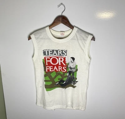Vtg 80s 1985 Tears For Fears Sleeveless Tour Band T-Shirt Size L - Image 1 of 4