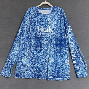 Huk Shirt 3XL Blue Performance Fishing Water Camo Long Sleeve Quick Dry Outdoors - Picture 1 of 10