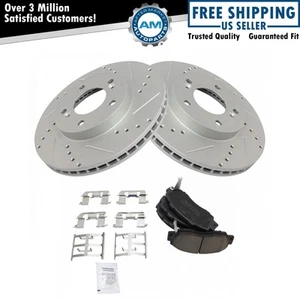 Front Performance Drilled & Slotted Brake Rotor & Posi Ceramic Pad Kit - Picture 1 of 5