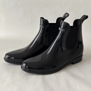 Nautica Boots Womens 10 Waterproof Pull On Chelsea Rain Bootie Black Rubber - Picture 1 of 8