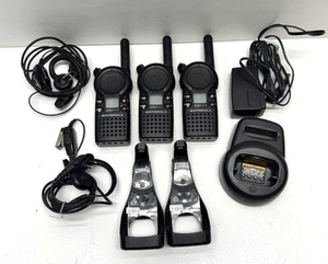 3 Motorola CLS1410 4 Channel UHF Two-Way Radio w/2 Ear Pc, 1 Charger, NO Battery - Picture 1 of 13