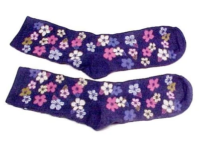 Calcetines para mujer talla única azul marino floral con flores rosa blanco azul dorado Foto 1 de 2