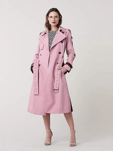 DVF Diane Von Furstenberg Rosa Ciruela Dos Tonos Katia Trench Coat Chaqueta L - Imagen 1 de 8