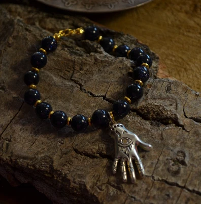 Pulsera Goldstone Zodiaco Hecha a Mano Cristal Joyería Astrología Pagano Regalo Estrella Foto 1 de 4