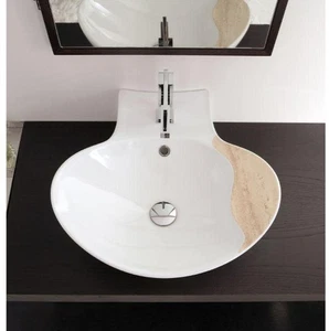 Nameeks 8202-One Hole Scarabeo 19-3/4" Ceramic Wall Mounted / - White - Picture 1 of 3