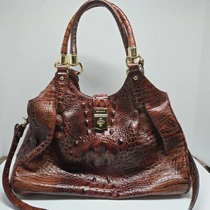 BRAHMIN ELISA SHOULDER HANDBAG PECAN MELBOURNE GENUINE LEATHER PURSE BAG - Picture 1 of 15