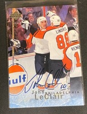 JOHN LECLAIR - 1995-96 Upper Deck Be-A-Player Certified Autograph Card #S130
