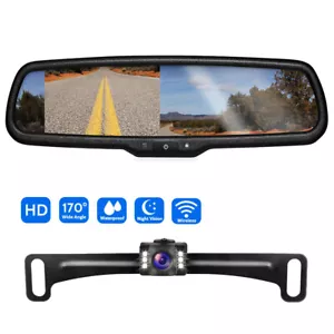 4.3" Car Rear View Mirror Monitor+Reverse Backup Camera System Kit w/OEM Bracket - Picture 1 of 16