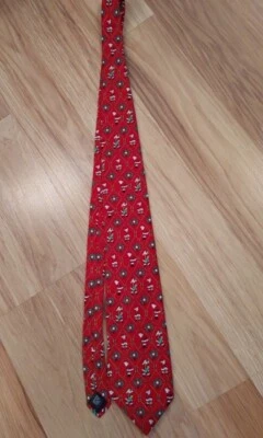 Corbata Noel roja seda Navidad vacaciones tema Santa golf EE. UU. Foto 1 de 4