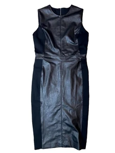 Spanx Kunstleder Etuikleid Damen M Stretch schwarz gefüttert Rundhals ärmellos - Bild 1 von 19