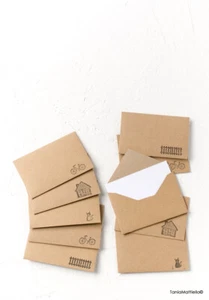 Set 10 Buste in Carta Kraft con Biglietto, Buste Stile Vintage, Buste Regalo - Foto 1 di 2