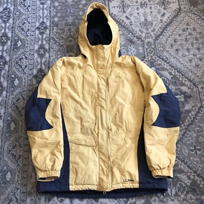Parka aislada LL Bean Outdoors GoreTex Ski XCR Primaloft amarilla capucha M Foto 1 de 4
