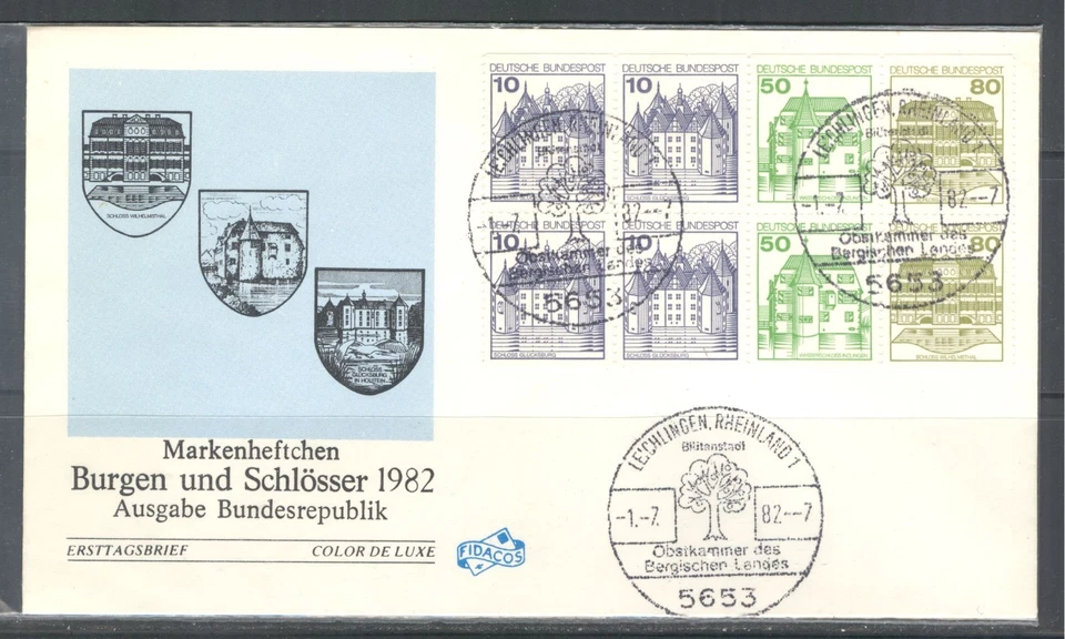 GERMANY 1977, CITIES, CASTLES DEFINITIVES, Scott 1231c,  BOOKLET PANE,  on FDC - Image 1 of 1